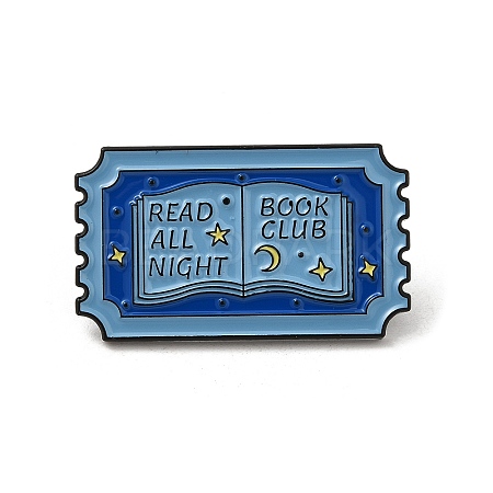 Rectangle with Star & Moon & Word Read All Night Book Club Enamel Pins JEWB-M029-07C-EB-1