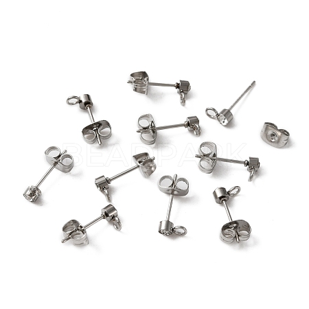304 Stainless Steel Stud Earrings Findings STAS-WH0029-44A-P-1