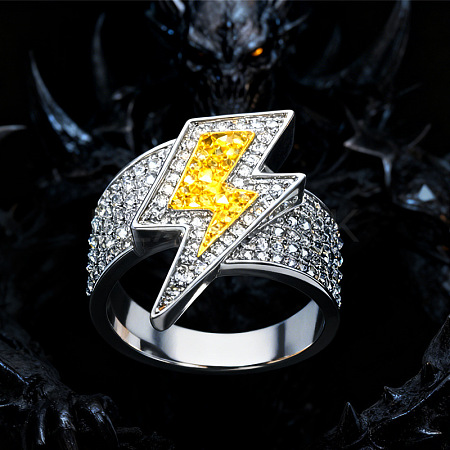 Brass Micro Pave Cubic Zirconia Finger Rings for Men WG532F7-01-1