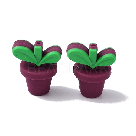 Leaf Pot Food Grade Eco-Friendly Silicone Beads SIL-WH0014-18I-1