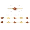 Handmade Natural Red Picture Jasper & Brass Round Beaded Chains for Necklaces Bracelets Making CHC-A006-14G-1