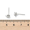 SHEGRACE Brass Clear Cubic Zirconia Square Stud Earring Findings XGR0103P-115P-3