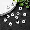 Mix Numbers White Flat Round Acrylic Beads X-PB9111-8