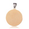 Flat Round with Flower Pattern 316 Stainless Steel Pendants STAS-J019-61E-2
