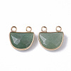 Natural Green Aventurine Semi Circle Pendants G-S359-011B-2