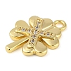 Cross Theme Real 18K Gold Plated Brass Micro Pave Clear Cubic Zirconia Pendants KK-L219-06G-01-2
