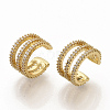 Brass Micro Pave Clear Cubic Zirconia Cuff Earrings EJEW-S208-002-3