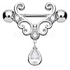 316L Surgical Stainless Steel Clear Cubic Zirconia Teardrop Nipple Stirrup WGE53BF-01-1