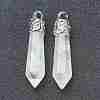 Bullet Natural Quartz Crystal Pointed Pendants X-G-E332-C28-1