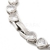 Clear Cubic Zirconia Heart Link Chain Bracelet BJEW-E073-05P-3