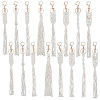 Cotton Knitting Tassel with Wood Beads Keychains KEYC-WH0018-78-1