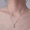201 Stainless Steel Hamsa Hand with Evil Eye Pendant Necklace NJEW-OY001-18-2