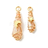 2Pcs Electroplated Natural Quartz Crystal Dyed Copper Wire Wrapped Pendants PALLOY-JF03173-01-1