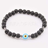 Natural Lava Rock Round Beads Stretch Bracelets for Men DE0249-5
