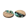 Transparent Resin & Walnut Wood Pendants RESI-N025-045C-2