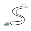 4Pcs 4 Style Natural Mixed Gemstone Leaf Cage Pendant Necklaces Set with Waxed Cords for Women NJEW-TA00035-4
