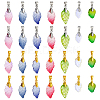 112Pcs 14 Styles Baking Paint Glass Leaf Shape Pendants PALLOY-PH01921-1