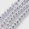 Electroplated Natural Lava Rock Bead Strands G-E511-01G-8mm-1