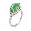 Oval Dyed & Heated Tibetan Style dZi  Natural Agate Adjustable Rings RJEW-C087-04P-01-2