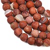 Frosted Natural Red Jasper Beads Strands G-C270-M01-6mm-4