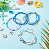 2 Bags Summer Beach Glass Seed Beaded & Natural Shell & Alloy Starfish Charm Anklet Sets AJEW-TA0003-69D-5