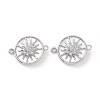 Rack Plating Brass Micro Pave Clear Cubic Zirconia Connector Charms KK-C008-07P-3