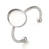 Non-Tarnish 304 Stainless Steel Open Cuff Ring Components X-STAS-I306-06A-P-1