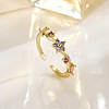 Brass Micro Pave Clear Cubic Zirconia Cuff Open Rings WG8A69B-01-1
