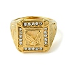 Ion Plating(IP) Square with Bird 304 Stainless Steel Rhinestone Signet Rings RJEW-Q815-04G-M-2