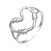 304 Stainless Steel Heart Open Cuff Ring X-RJEW-T023-80P-3