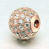 Round Brass Micro Pave Cubic Zirconia Beads ZIRC-N016-01RG-12mm-2