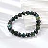 Natural Moss Agate Beaded Stretch Bracelets X-B072-5-3