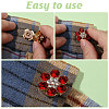 12Pcs 6 Colors Brass Rhinestone Cufflinks BUTT-GL0001-06-4