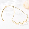 304 Stainless Steel Wavy Line Choker Slider Necklaces NJEW-Z106-01G-3