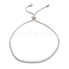 Brass Pave Clear Cubic Zirconia Flat Round Box Chain Slider Bracelets BJEW-B094-12A-P-1