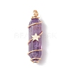 Natural Amethyst Copper Wire Wrapped Pendants PALLOY-JF02535-02-3