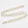 Brass Textured Paperclip Chain Necklace Making MAK-S072-02B-LG-2
