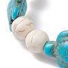 Round & Turtle Dyed Synthetic Turquoise & Magnesite Beaded Stretch Bracelets for Women BJEW-JB10936-01-3