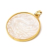 Rack Plating Carved Natural White Shell Pendants SH-CBA69D1-05G-2