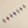 CHGCRAFT 14Pcs 7 Colors Silver Plated Brass Rhinestone Connector Charms RB-CA0001-06-5