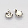 Trendy Original Color 304 Stainless Steel Faceted Grade A Rhinestone Flat Round Charms Pendants RB-N030-01C-1