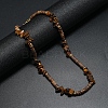 Natural Tiger Eye Chips & Coconut Disc Beaded Necklace PW-WG14432-02-1