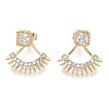 Brass Micro Pave Clear Cubic Zirconia Stud Earrings EJEW-T011-007-NF-1