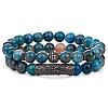 2Pcs 2 Style Natural Apatite Stretch Bracelets Set BJEW-SW00097-1