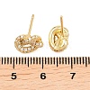 knot Brass Micro Pave Cubic Zirconia Stud Earrings EJEW-C174-01G-06-5