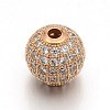 CZ Brass Micro Pave Cubic Zirconia Round Beads ZIRC-L017-01RG-1