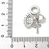 Brass Micro Pave Clear Cubic Zirconia European Dangle Charms KK-D502-13A-P-3