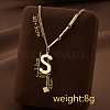 304 Stainless Steel Initial Pendant with Dice Tassel Necklaces FS-WGD823D-19-1