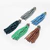 Electroplate Glass Bead Tassel Big Pendants EGLA-P023-1