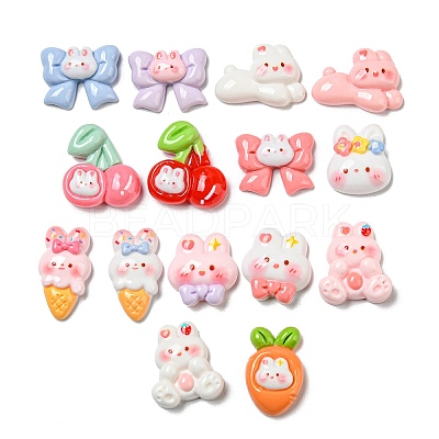 Rabbit Theme Opaque Resin Decoden Cabochons RESI-F052-B03-1